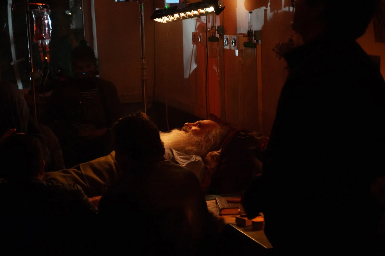 Holy Smear set: crew lighting a night scene