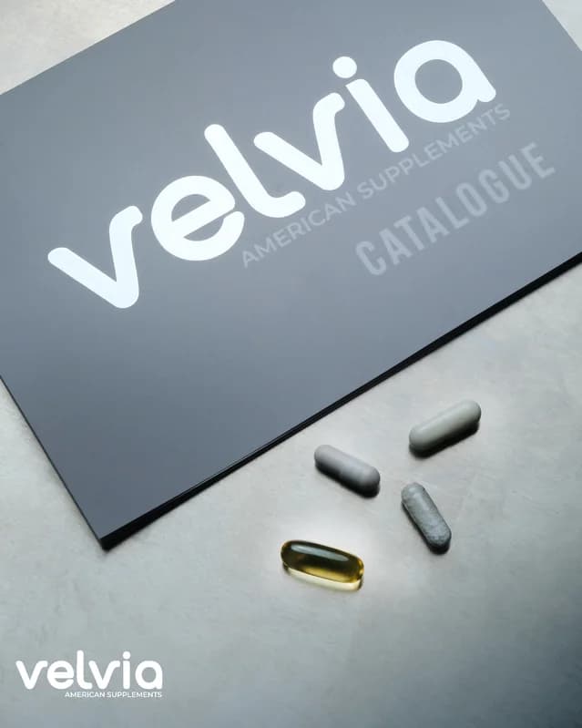 Velvia poster: catalog cover with capsules